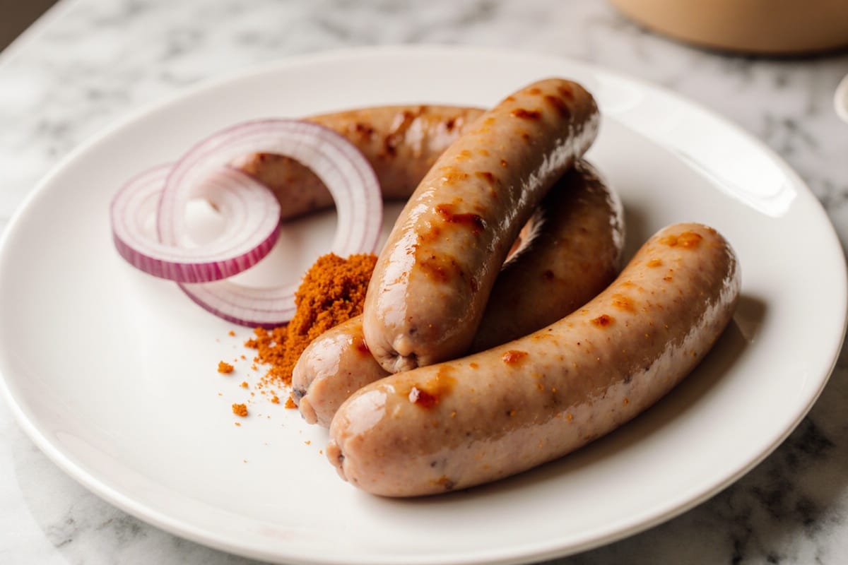 bratwürste im airfryer knusprig serviert