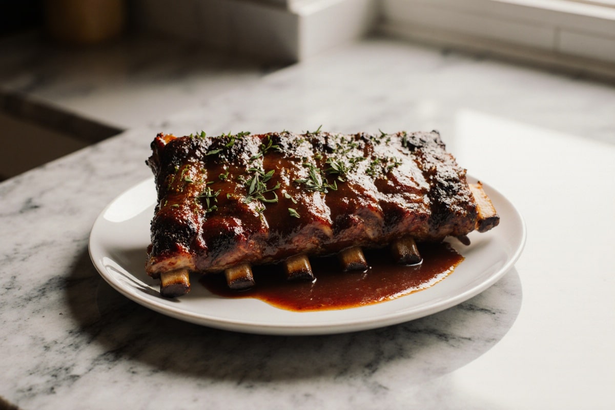 dicke rippe im airfryer knusprig serviert