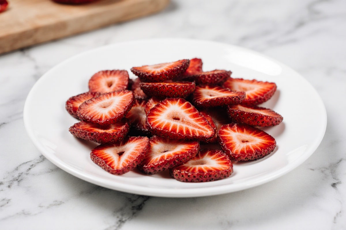erdbeeren trocknen im airfryer knusprig serviert
