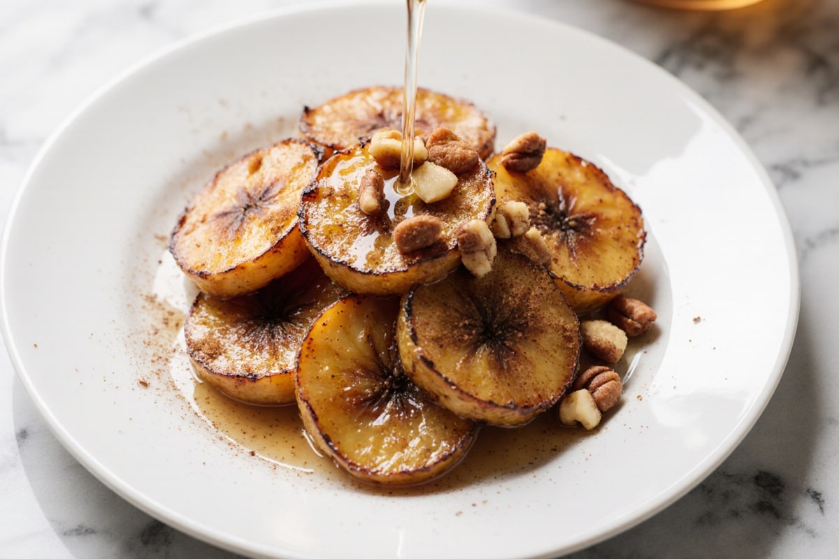 gebackene banane airfryer knusprig serviert