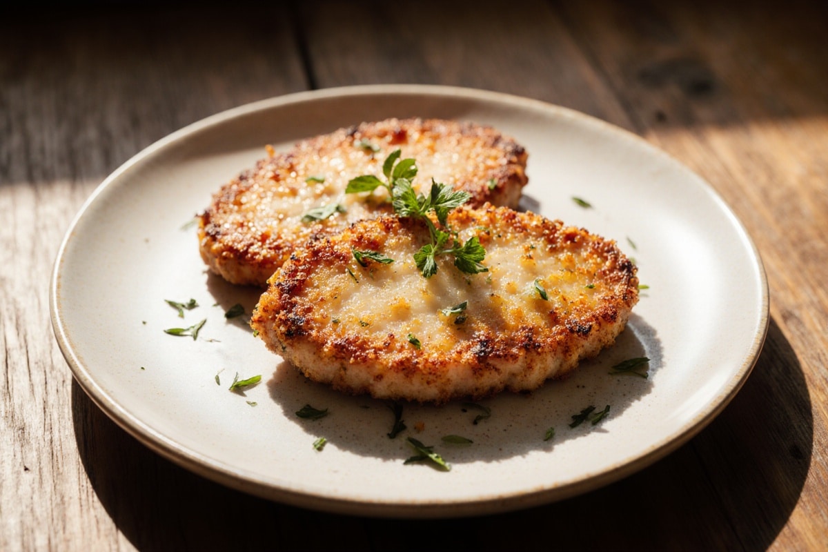 panierte schnitzel im airfryer knusprig serviert