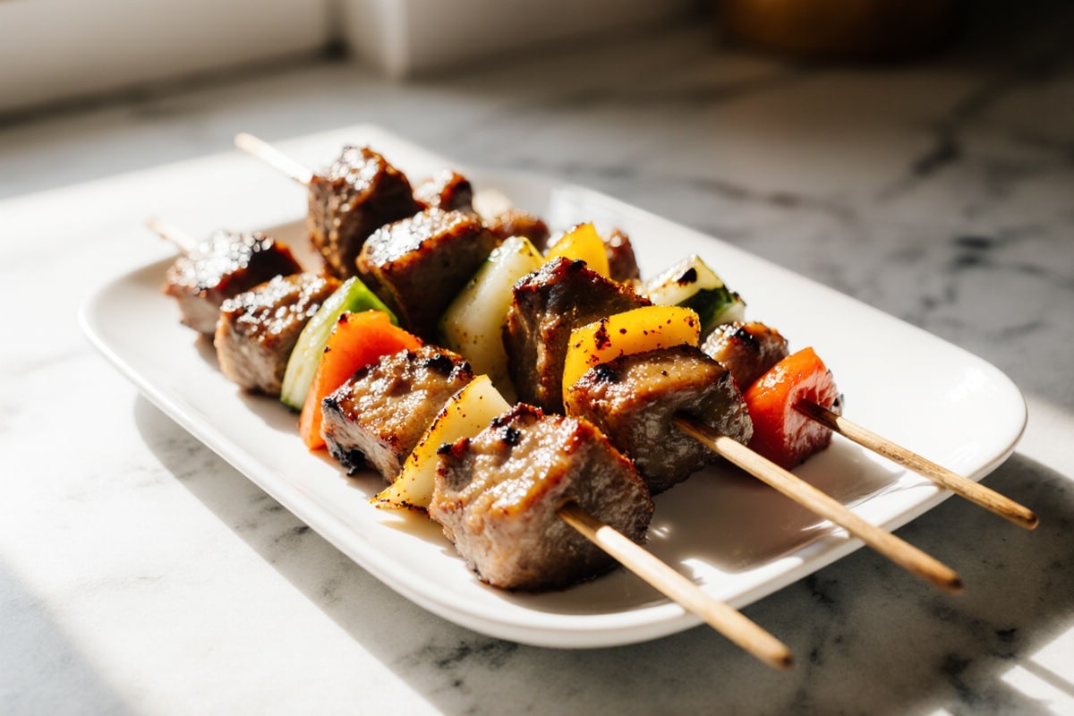 spieße im airfryer knusprig serviert