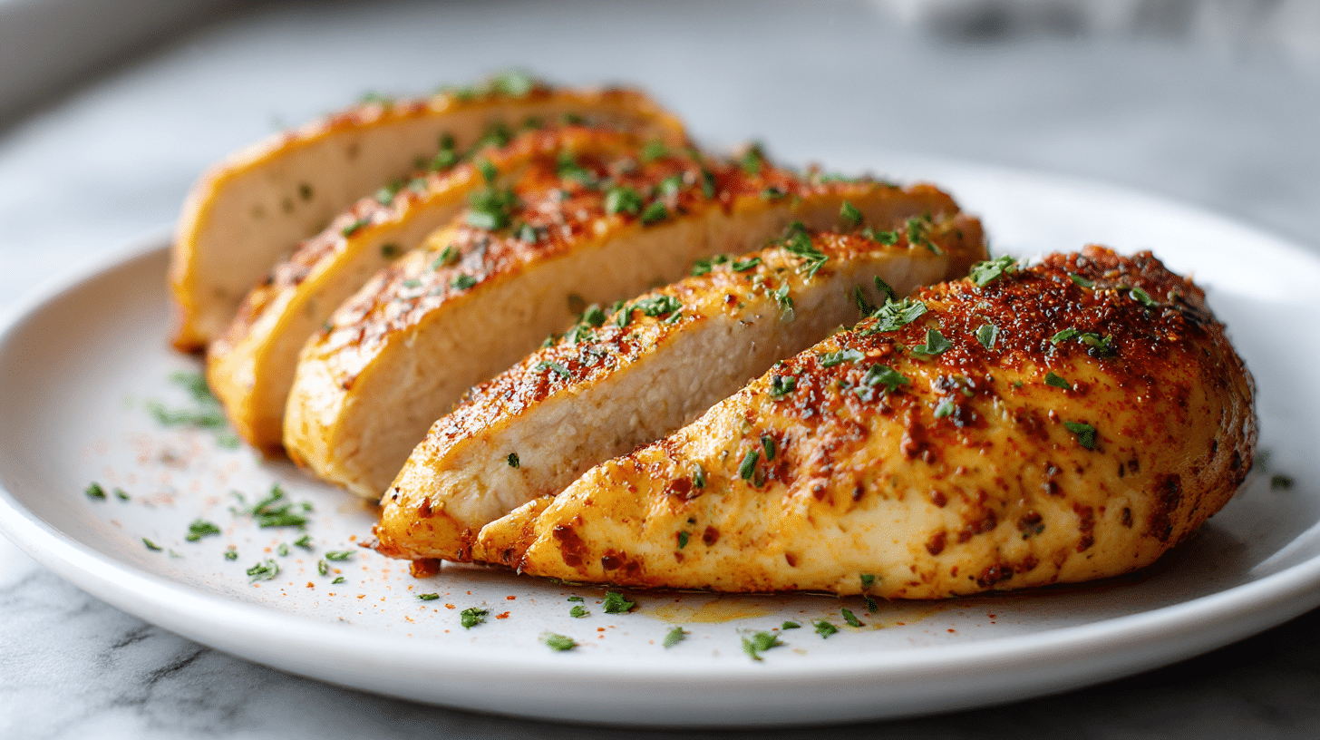 Leckeres hühnerfilet airfryer Gericht mit knuspriger Kruste