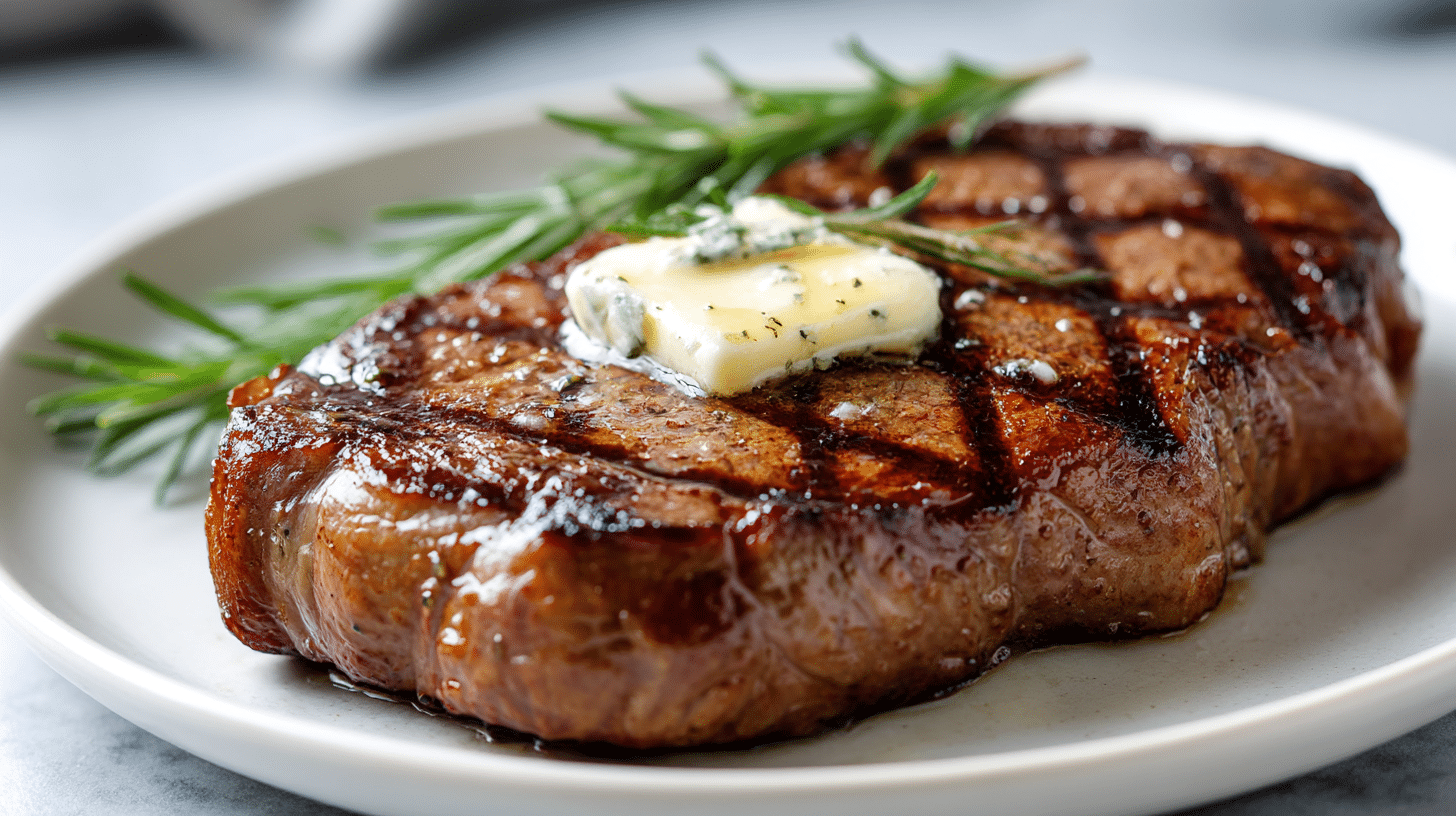 Genießen Sie ein perfekt zubereitetes rindersteak im airfryer.