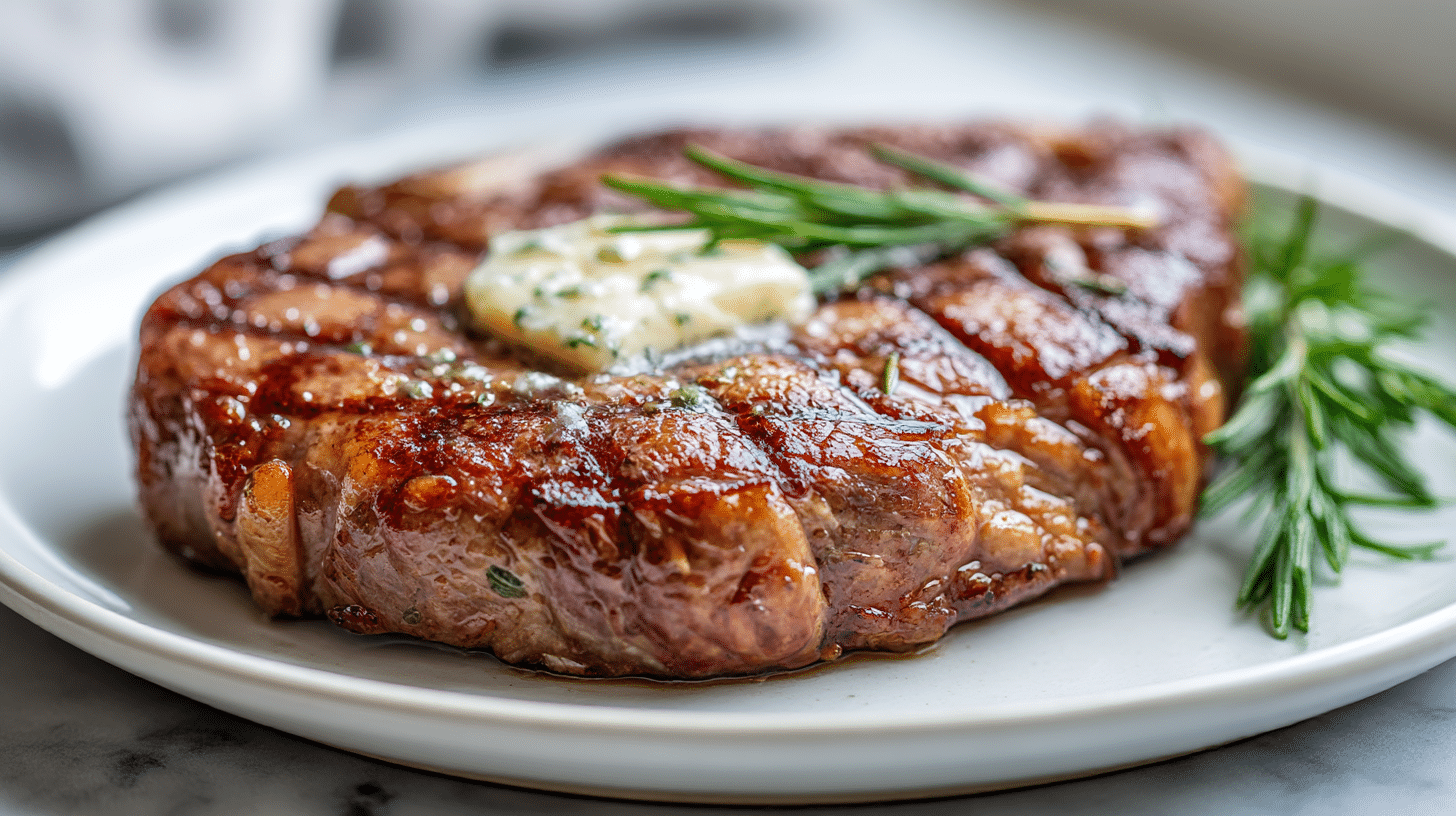 Zubereitung eines köstlichen rindersteaks im airfryer.