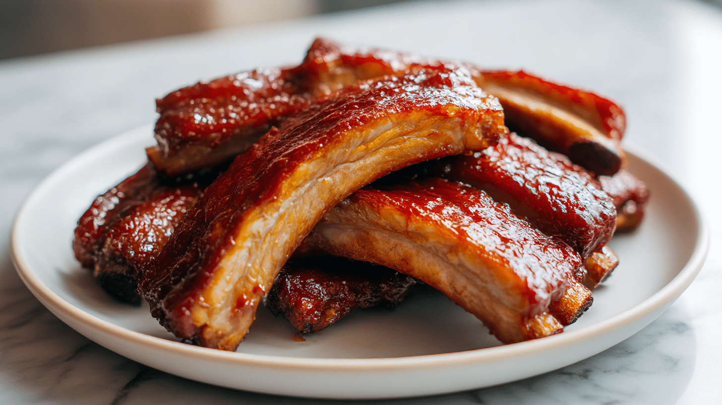 Fluffige rippchen im air fryer, frisch und appetitlich angerichtet.