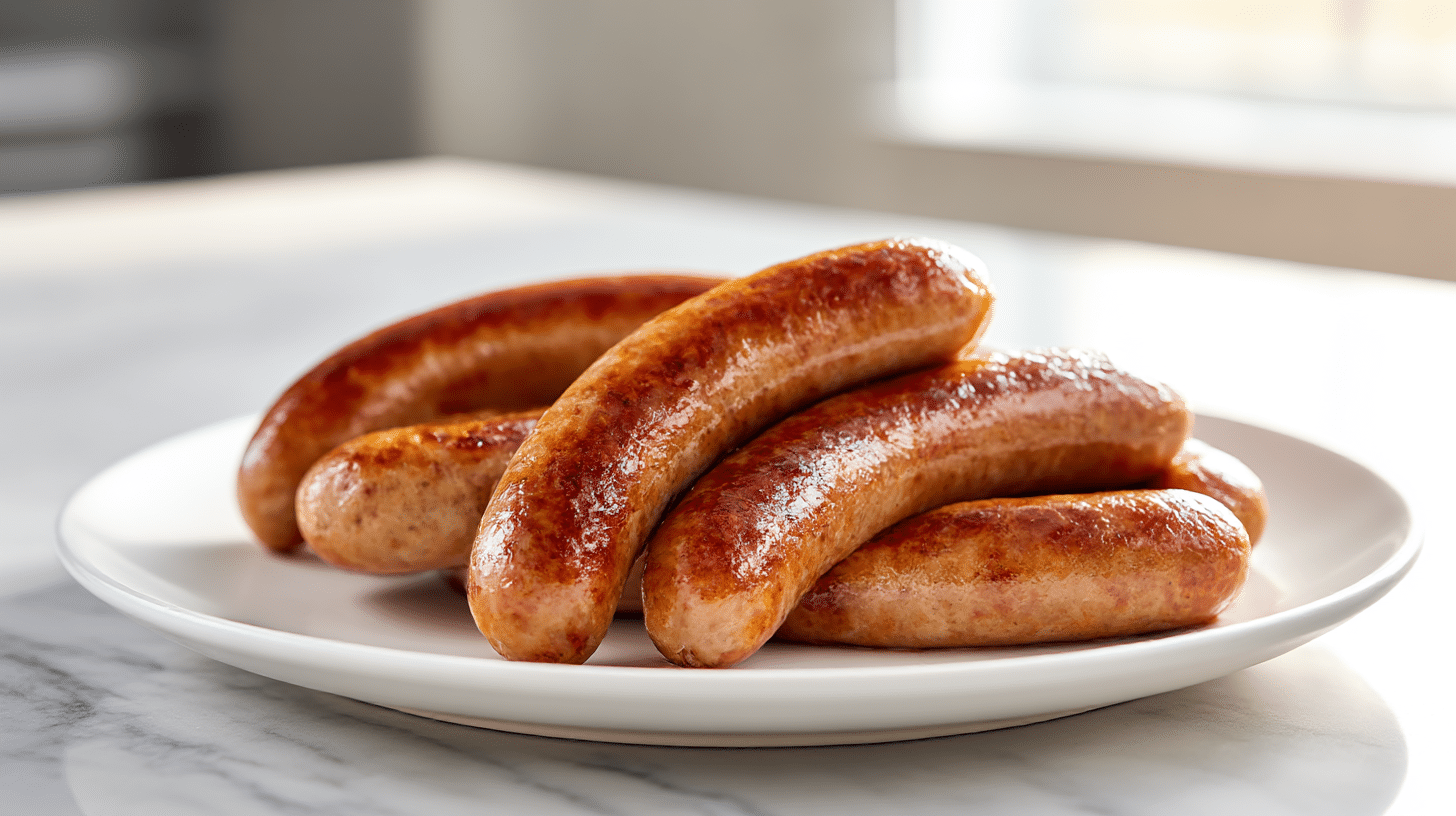 salsiccia air fryer serviert mit Gemüse