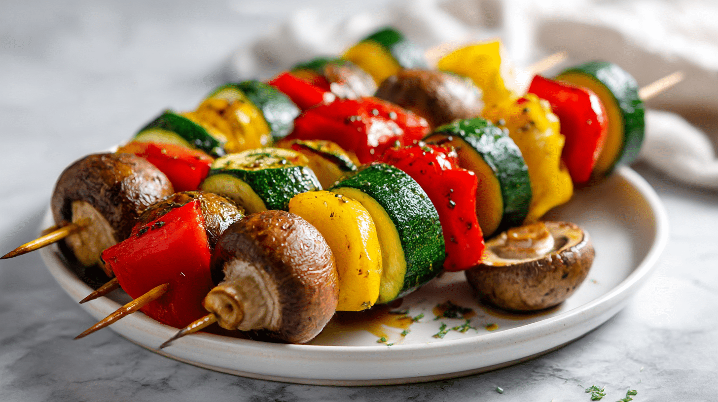 Leckere gemüsespieße air fryer für ein gesundes Abendessen.