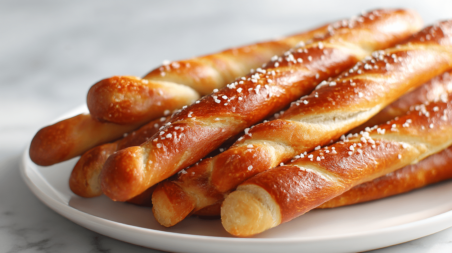 genussvolle laugenstange air fryer serviert mit Dip