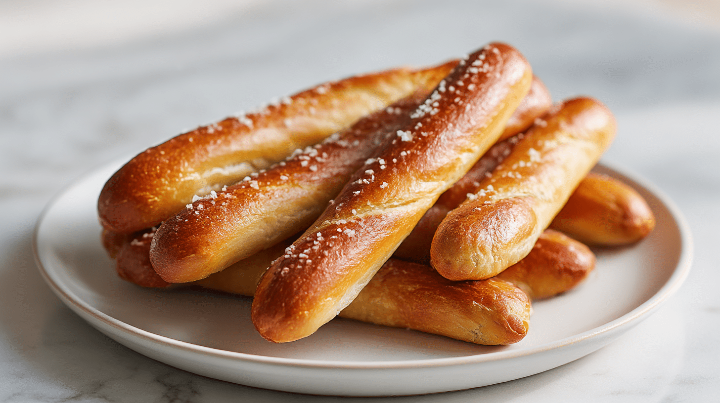 ganz frisch gebackene laugenstange air fryer auf dem Teller