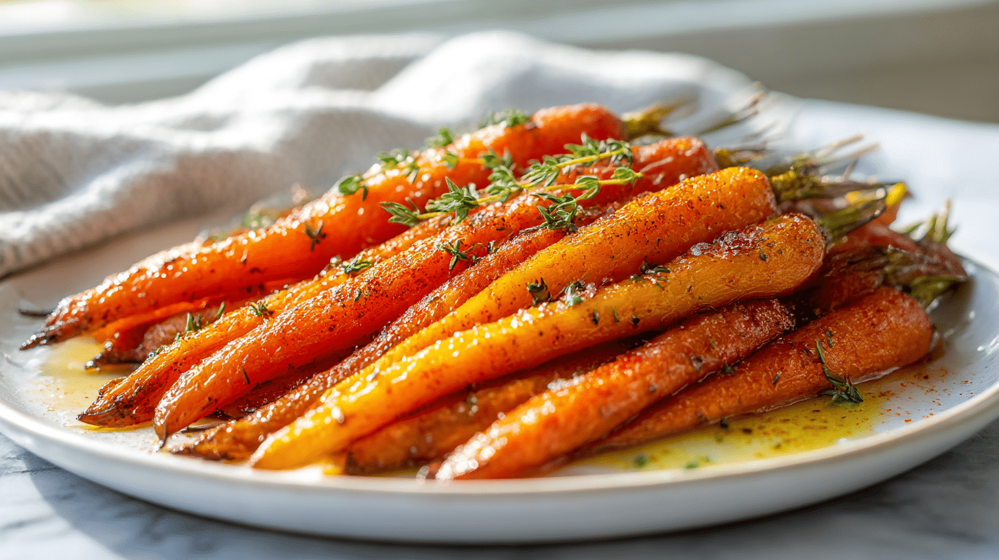 Gesunde möhren im air fryer, perfekt gewürzt.