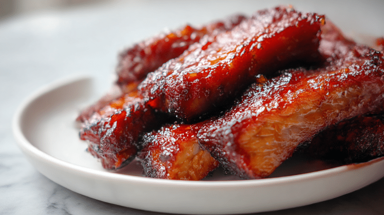 vorgegarte spareribs im air fryer auf einem Grillrost