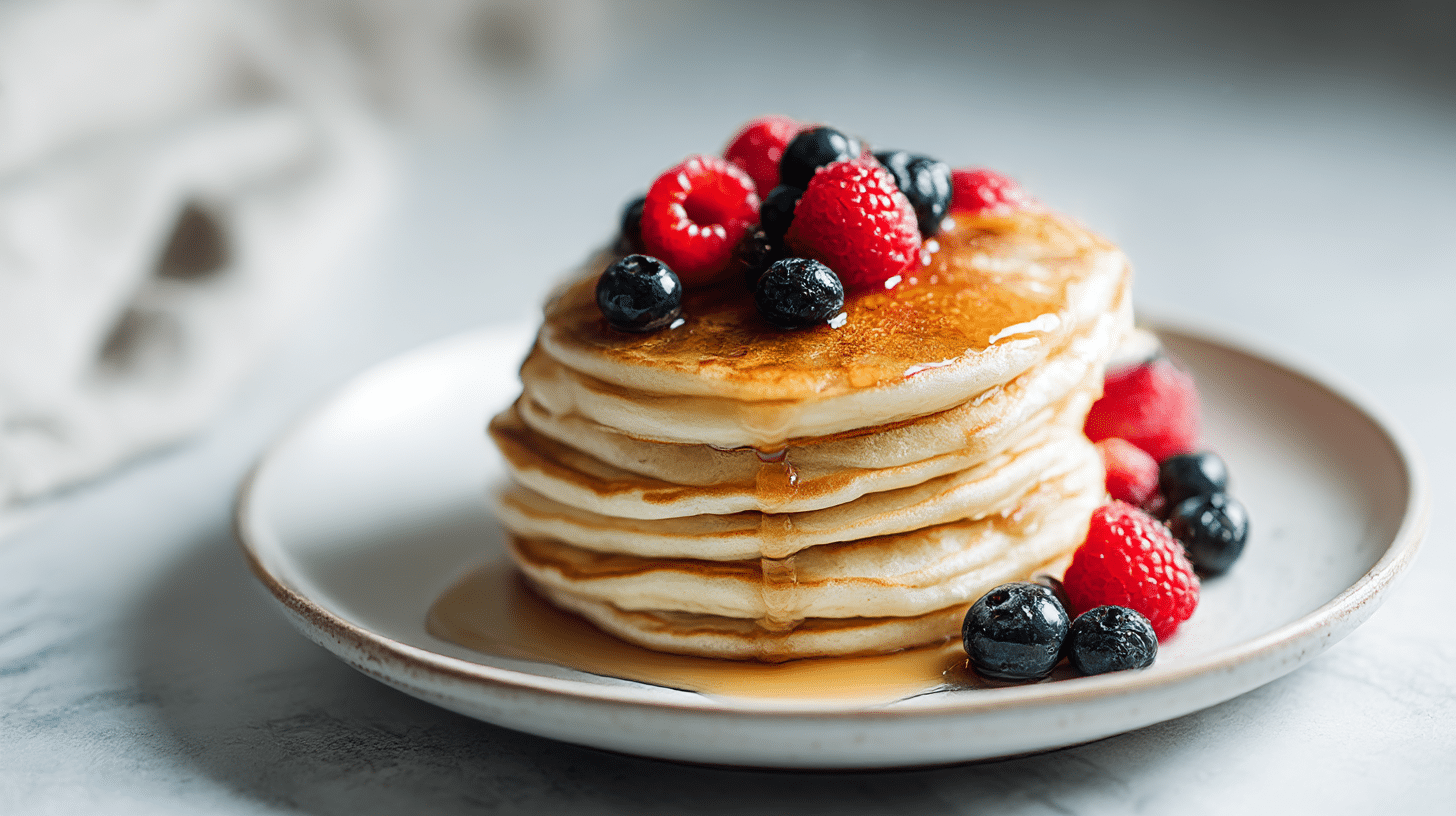 Gesunde pancakes im air fryer mit frischen Zutaten zubereitet.