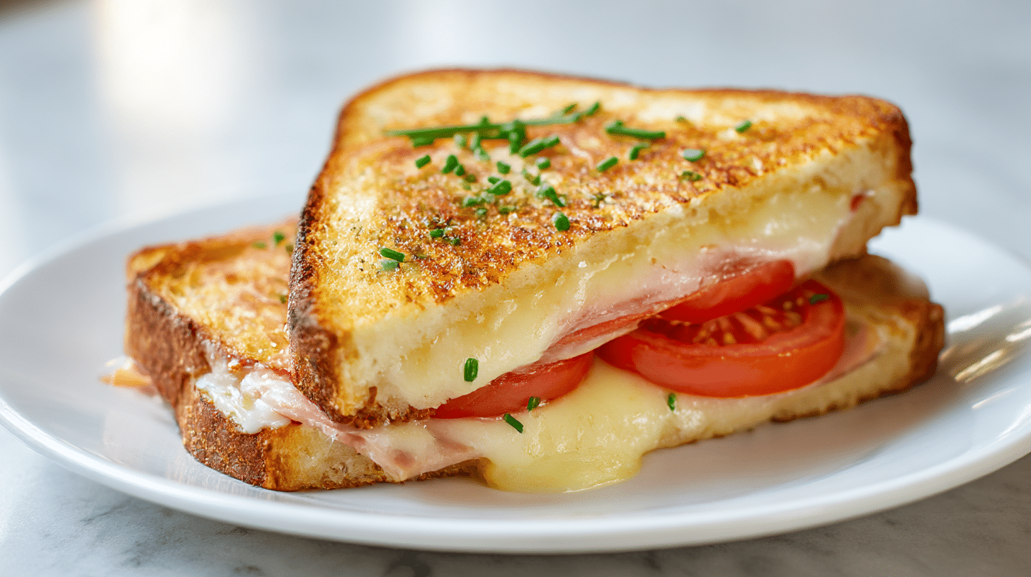 Schinken-käse toast im air fryer, eine wahre Delikatesse.