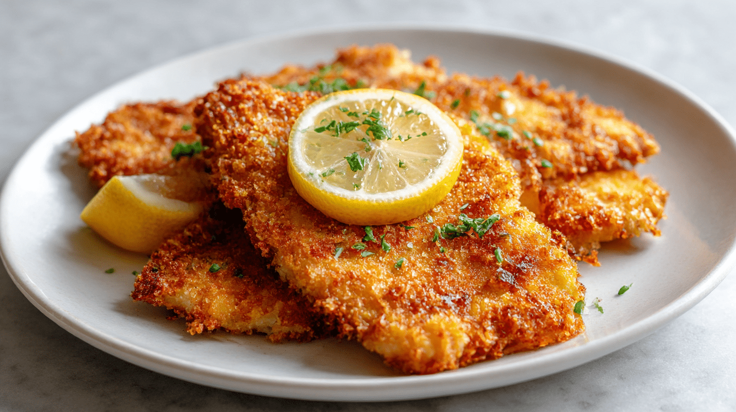 Leckere sellerieschnitzel air fryer auf dem Teller serviert