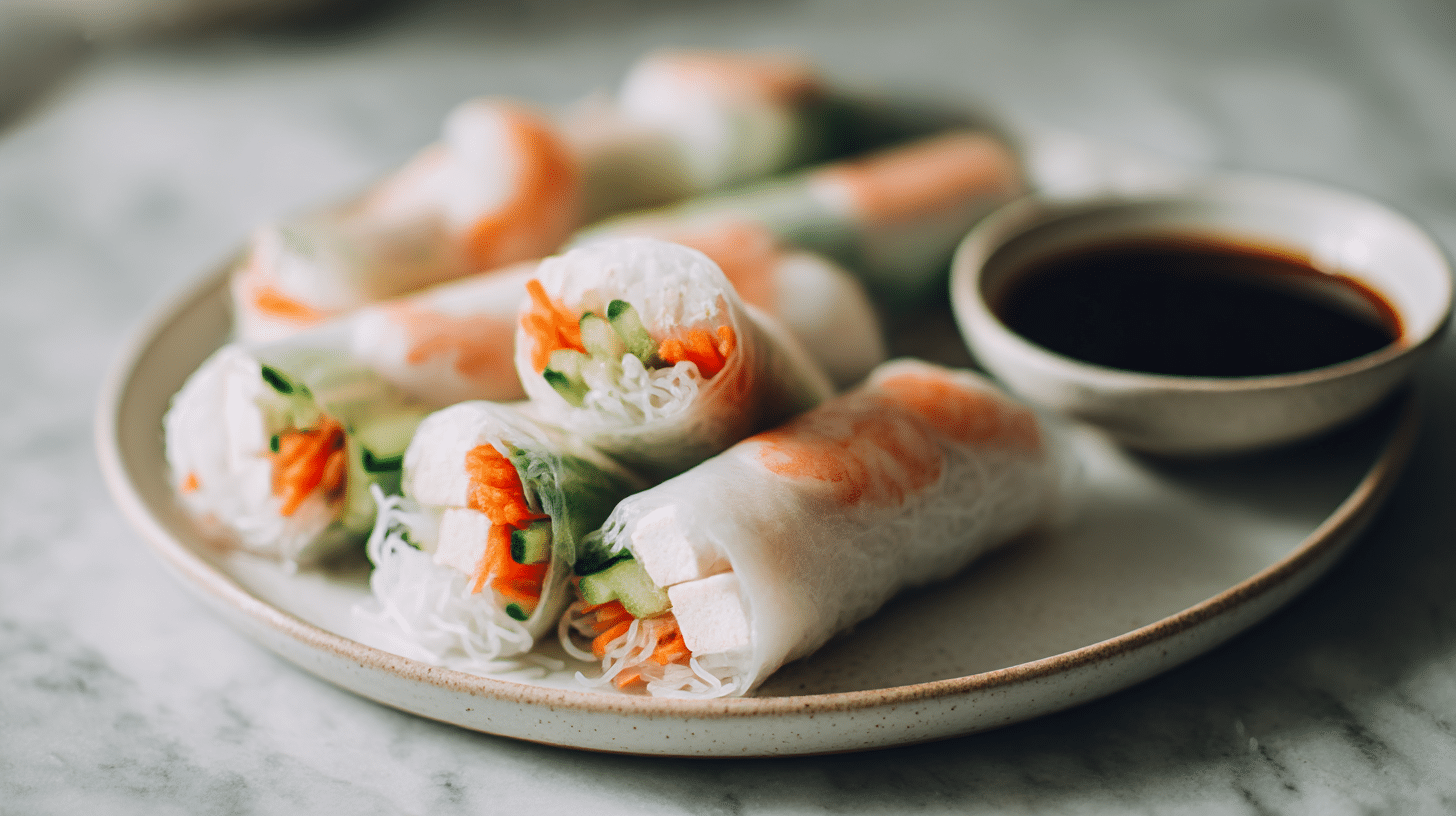 Einfach zu machende sommerrollen air fryer mit bunten Füllungen.