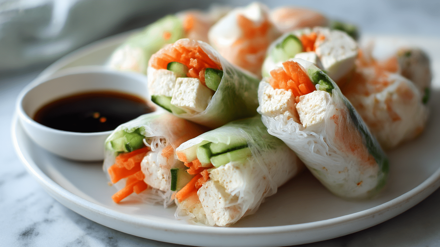 Gesunde sommerrollen air fryer, perfekt fürs leichte Mittagessen.