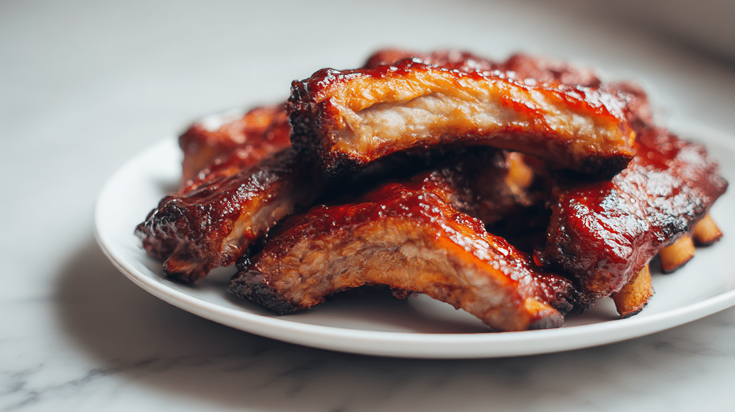 spareribs air fryer nach dem Kochen, bereit zum Servieren