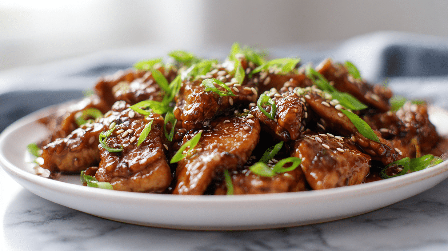 teriyaki hähnchen air fryer frisch serviert mit Beilagen