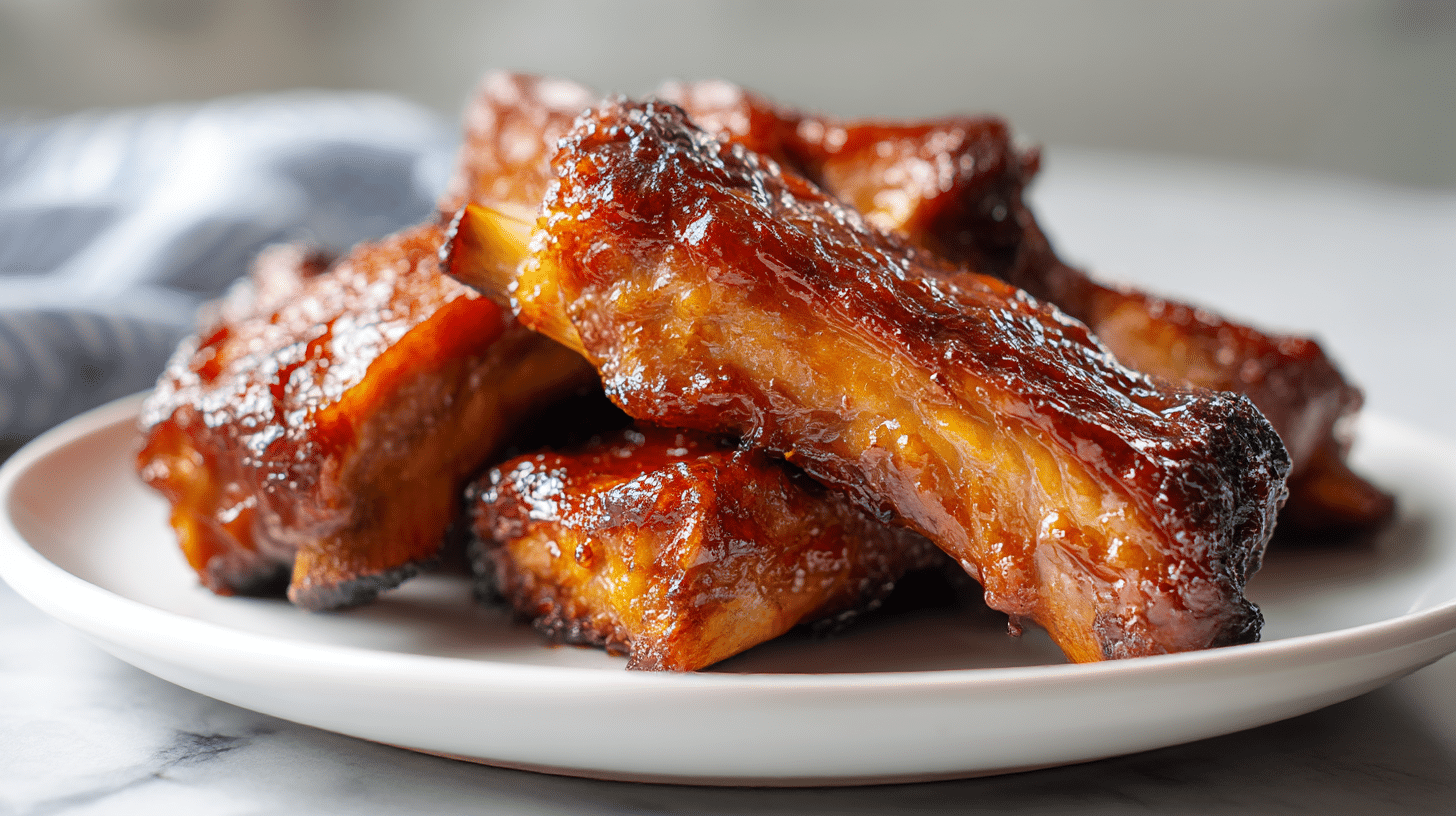 saftige vorgegarte spareribs im air fryer mit BBQ-Sauce