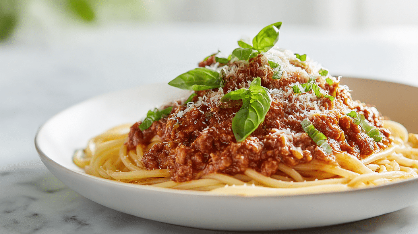 Gesunde bolognese air fryer Alternative mit Gemüse und magerem Fleisch