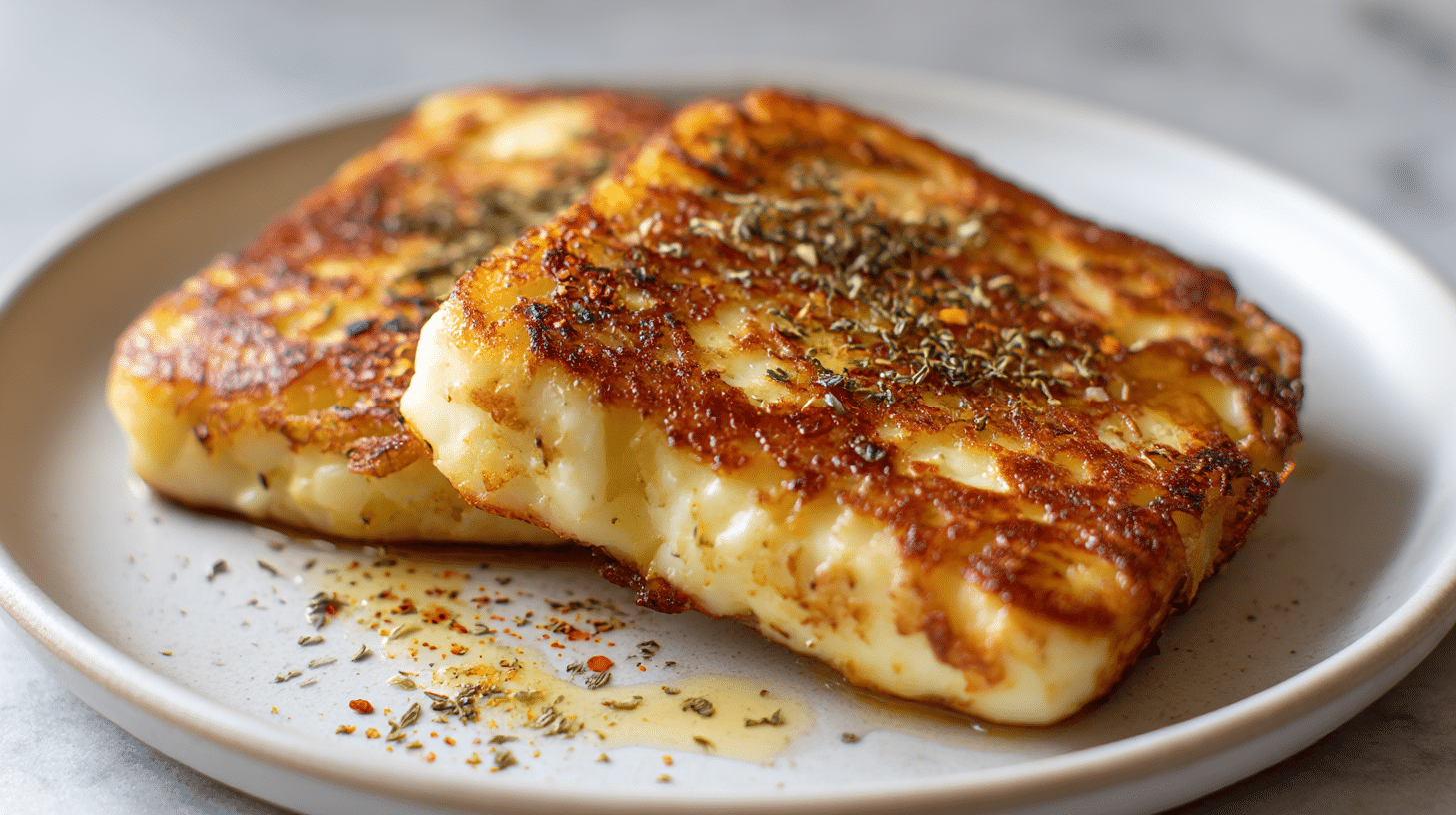 leckeren grillkäse im air fryer auf dem Tisch serviert