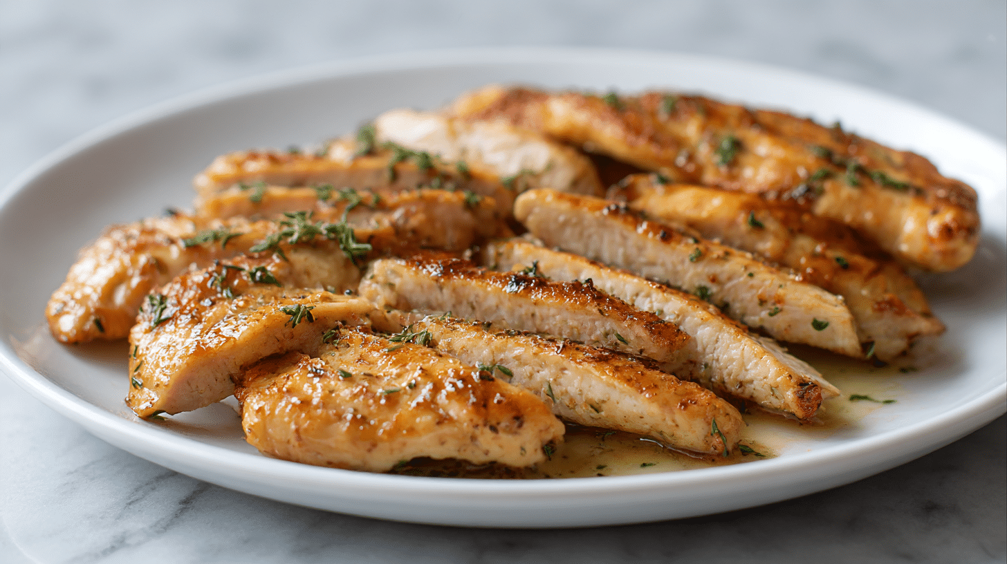 Ein Teller mit Hähnchengeschnetzeltes im Air Fryer