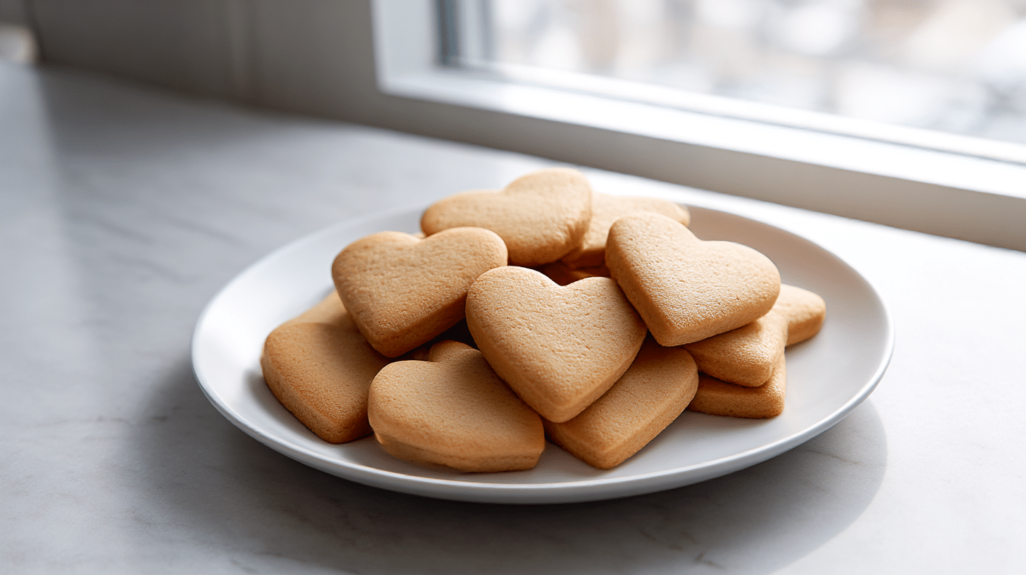 leckere herzförmige kekse air fryer auf einem Tisch