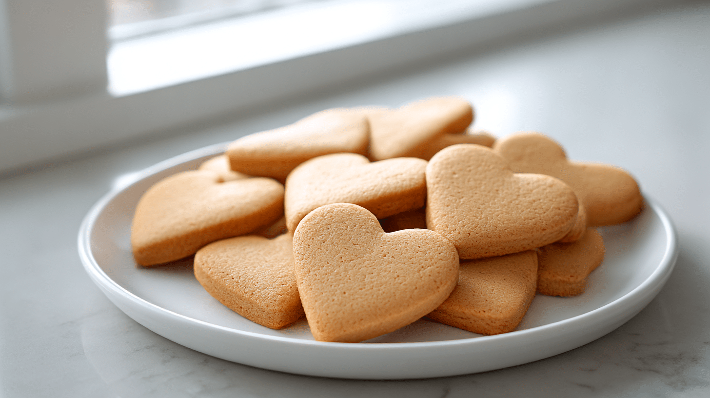 herzförmige kekse air fryer mit einer Tasse Kaffee