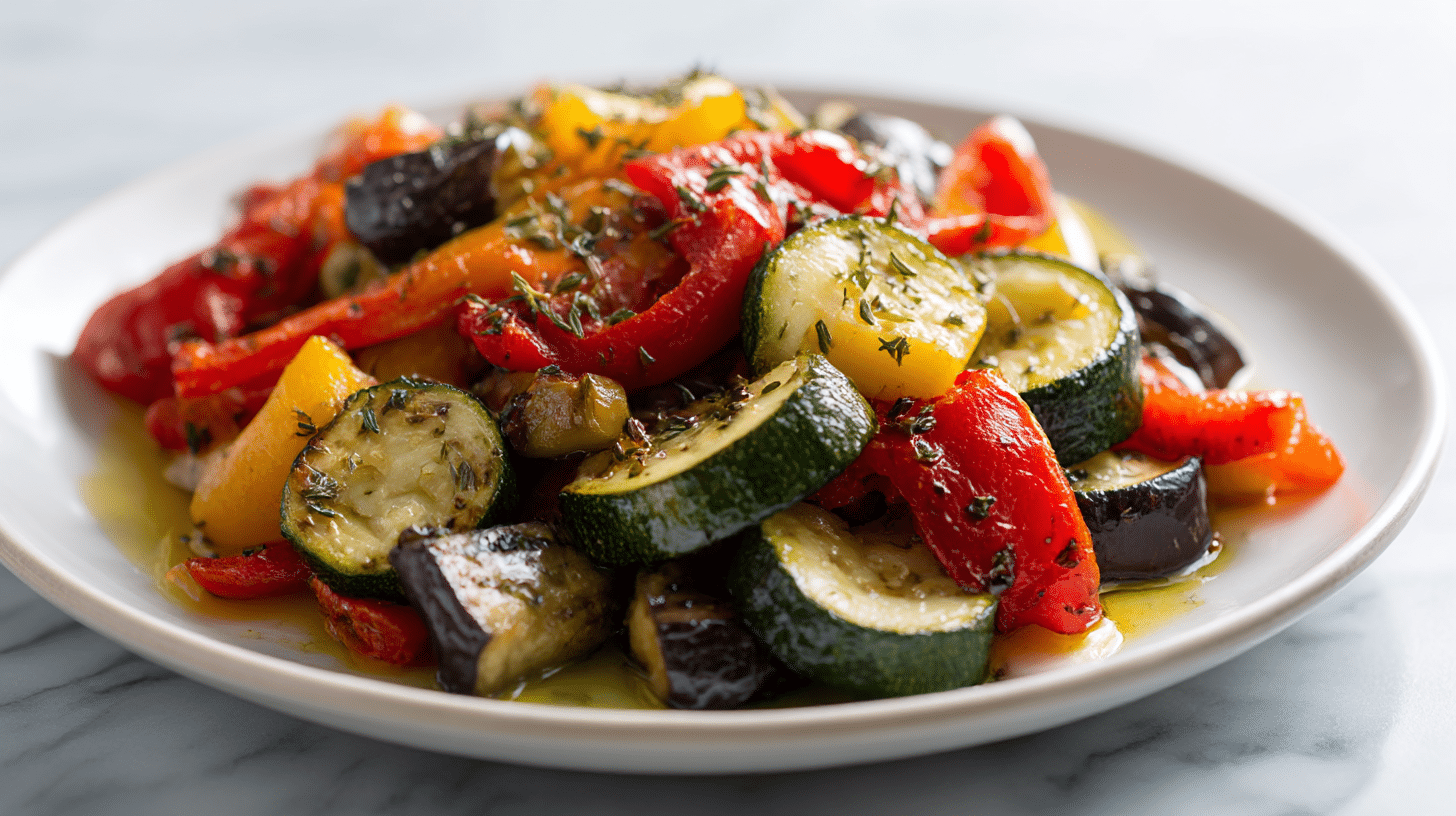 Leckeres mediterranes gemüse air fryer auf einem Grillrost