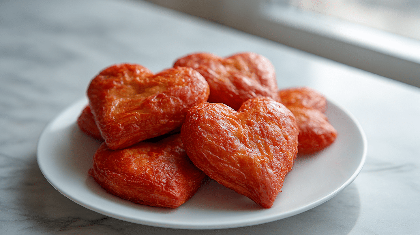 feine rote herzchen aus teig air fryer, ideal zum Teilen