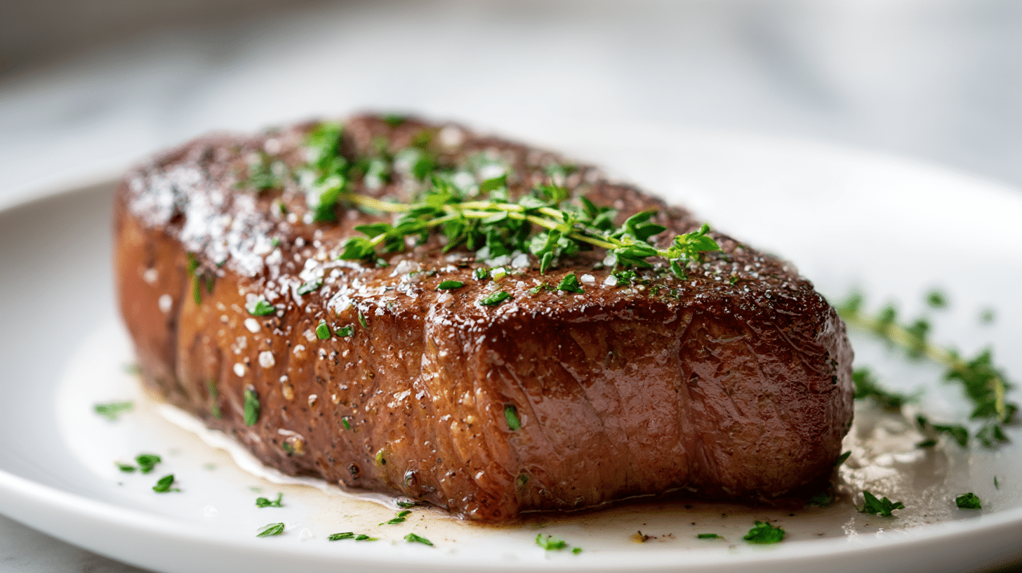 Das perfekte rumpsteak im air fryer für ein schnelles Gericht.