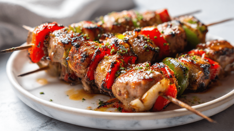 schaschlik im air fryer perfekt zubereitet mit saftigen fleischstücken