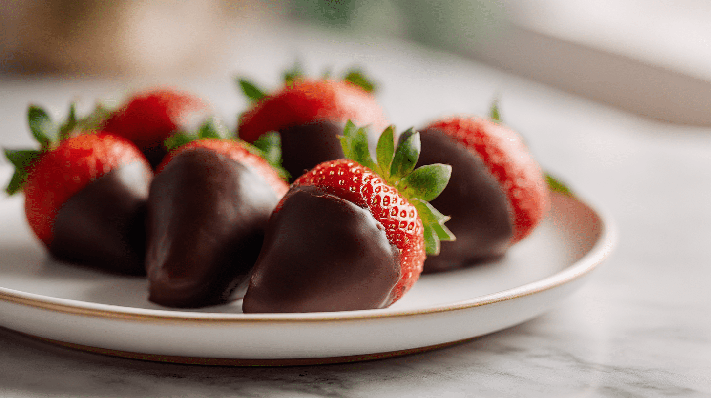 schokoladenerdbeeren air fryer valentinstag auf einem Teller