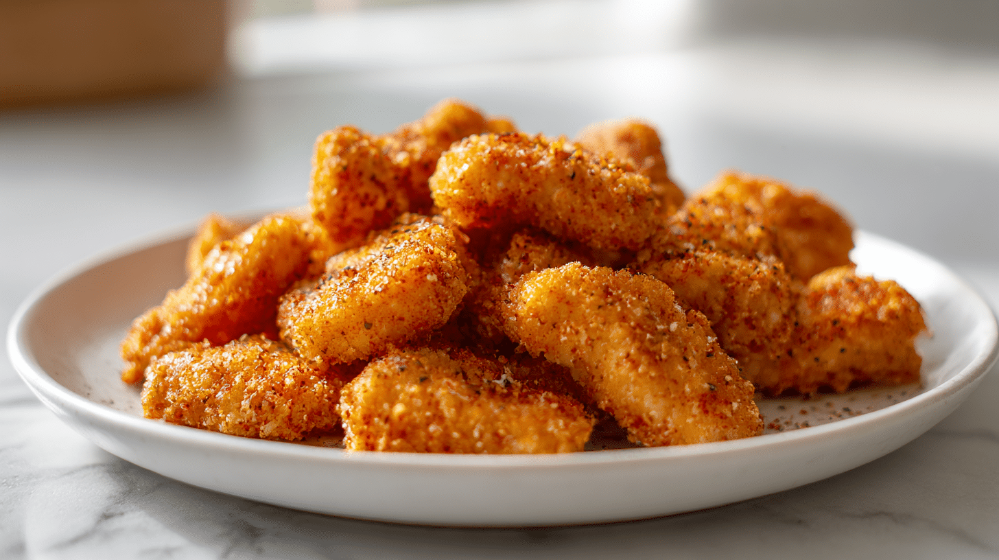 crispy air fryer häppchen für gäste in einer Servierschale