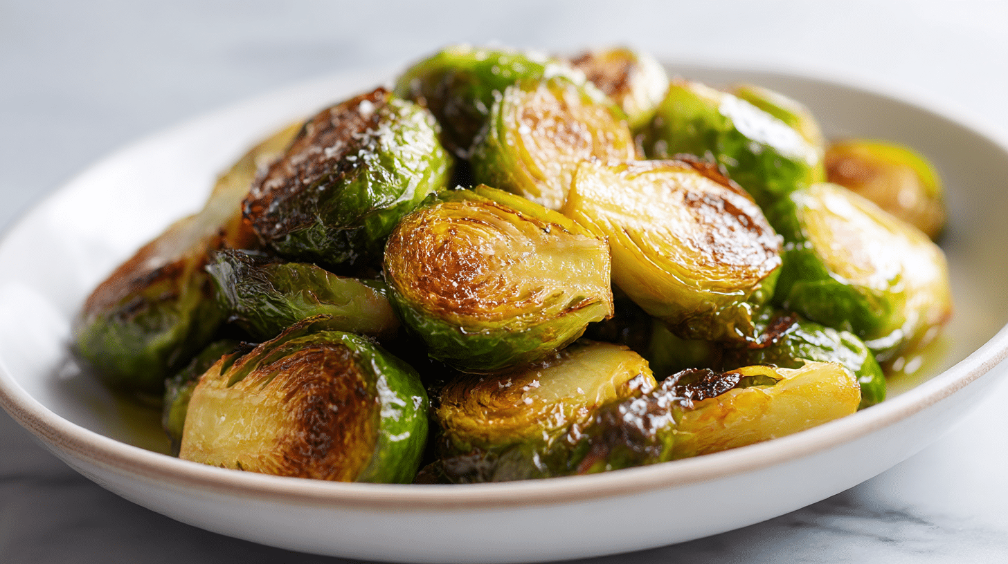 Frische brussel sprouts in air fryer, ideal für ein gesundes Mittagessen