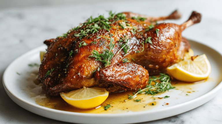 ganze ente im air fryer für ein perfektes Abendessen zubereitet