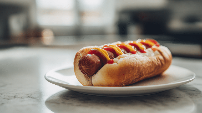 heißer hotdog im air fryer zubereitet