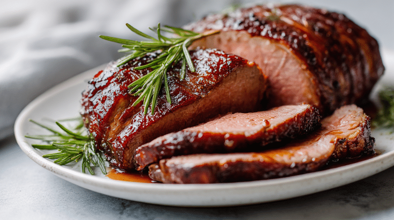 Leckeres roastbeef im air fryer zubereitet und serviert.