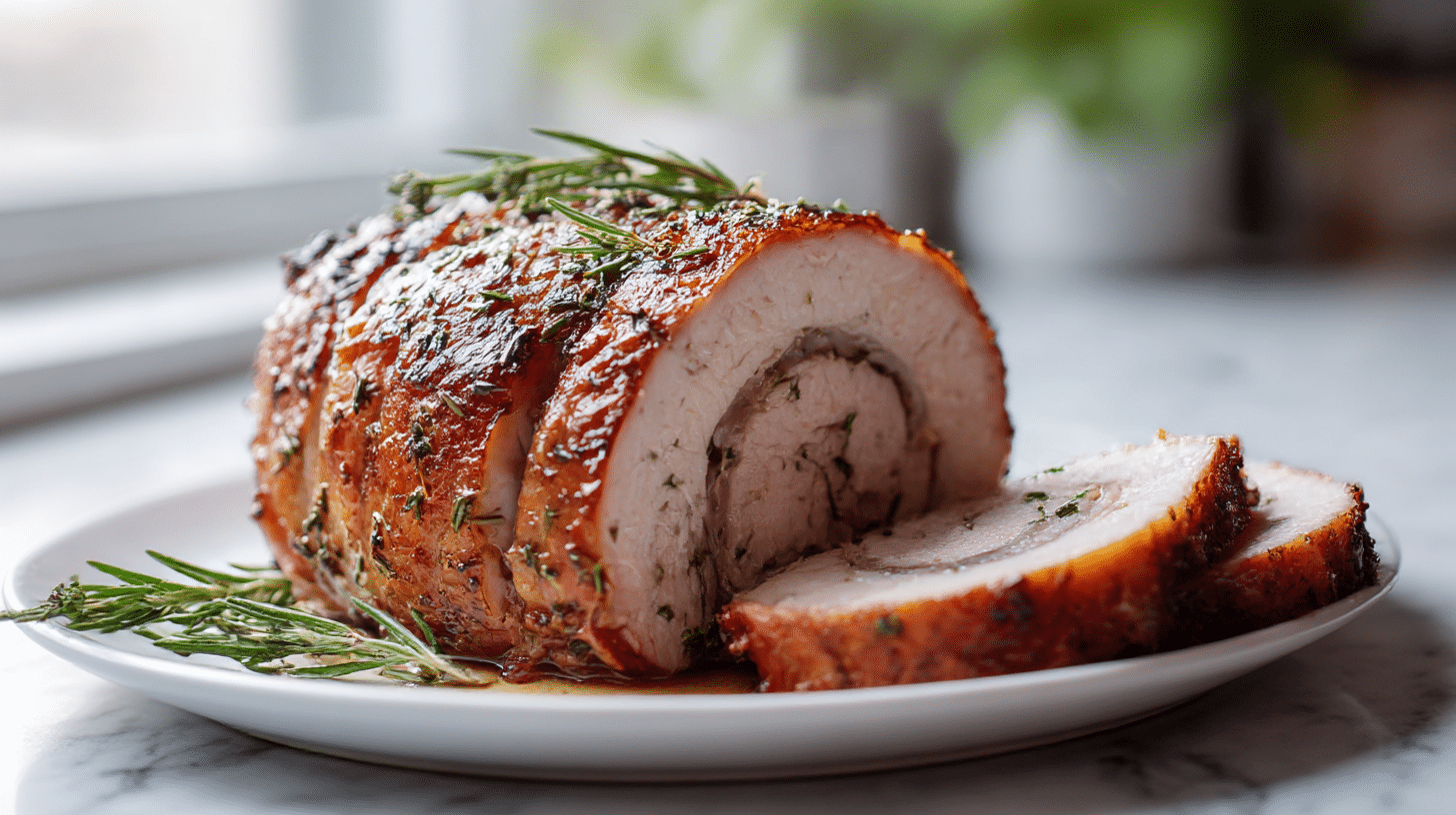 Rollbraten im Air Fryer mit frischem Gemüse