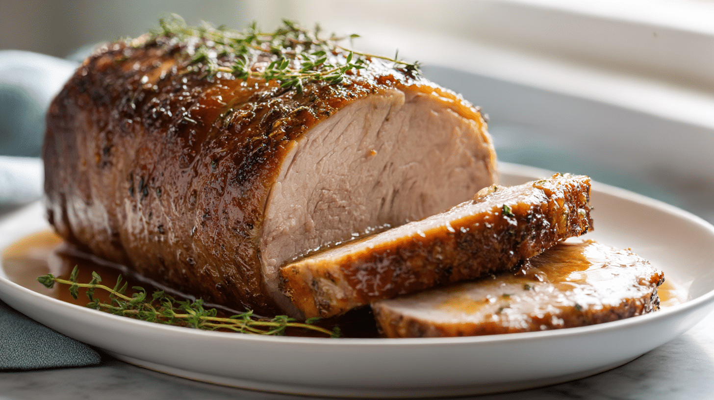 Rollbraten im Air Fryer frisch serviert