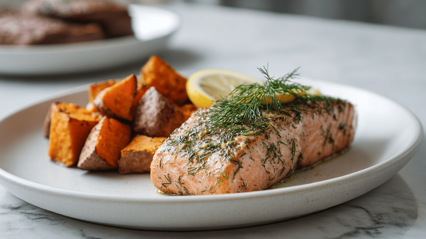 Elegante Anrichtung eines romantischen Abendessens mit Air Fryer Speisen.