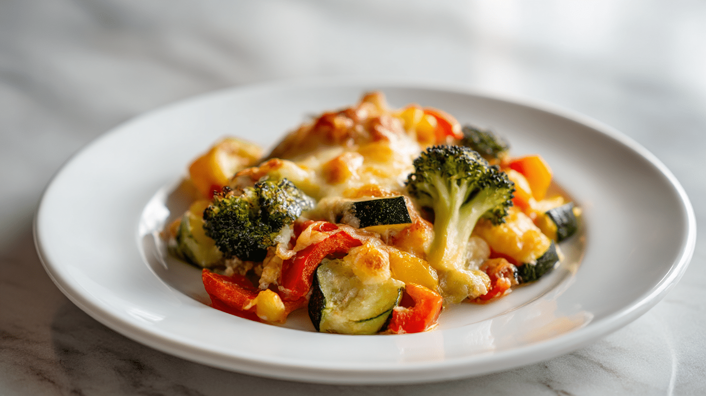 Vielfältiger gemüseauflauf air fryer bunt und gesund.