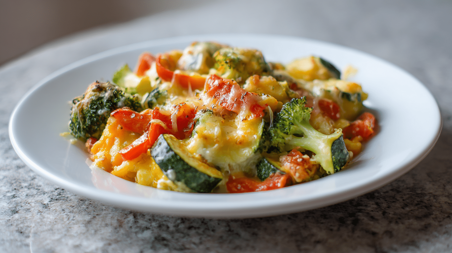 Leckeres gemüseauflauf air fryer mit verschiedenen Kartoffeln.