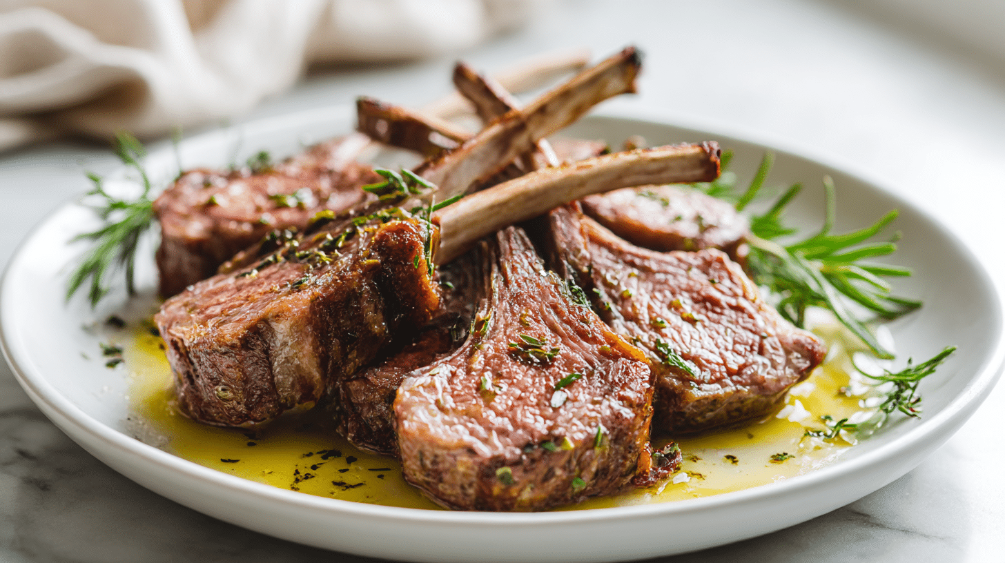 mariniertes lamm air fryer mit frischem Gemüse