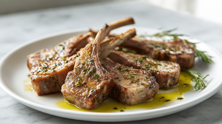 zartes lamm air fryer Gericht auf dem Teller