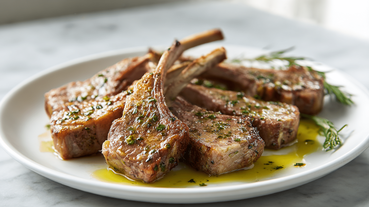 zartes lamm air fryer Gericht auf dem Teller