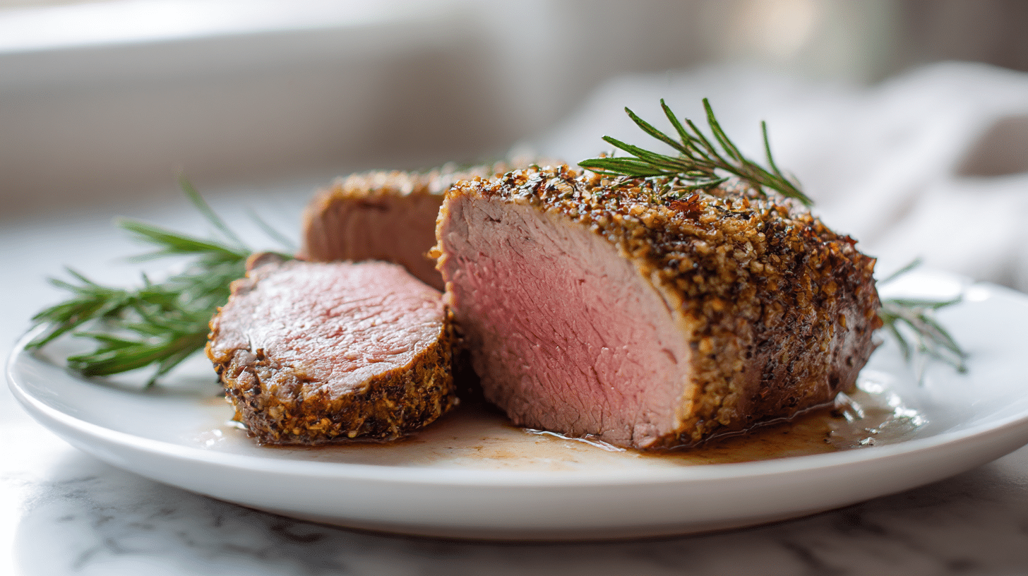 lammfilet aus dem air fryer lecker angerichtet