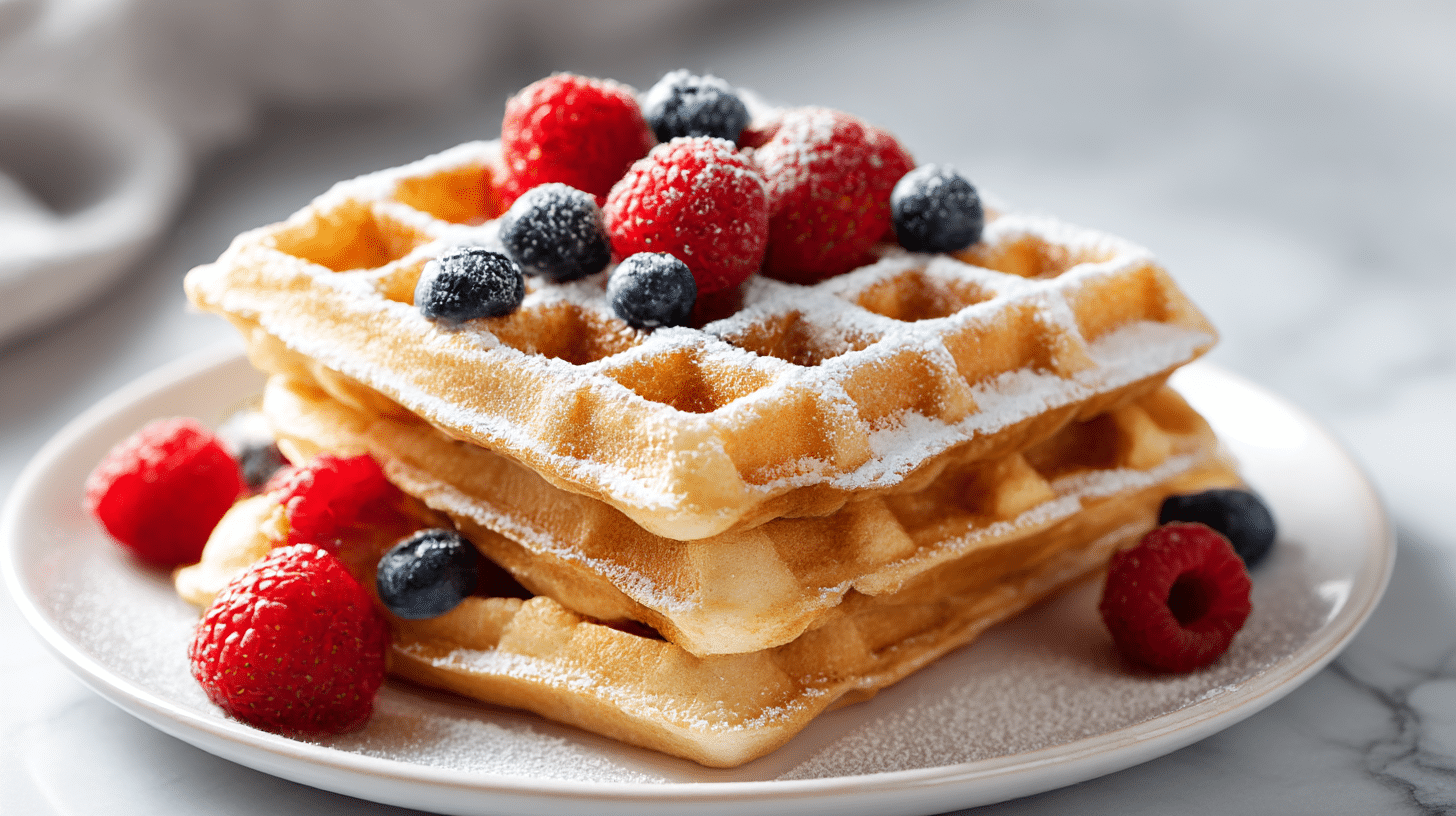 waffel air fryer frische Waffeln mit frischen Früchten und Sahne
