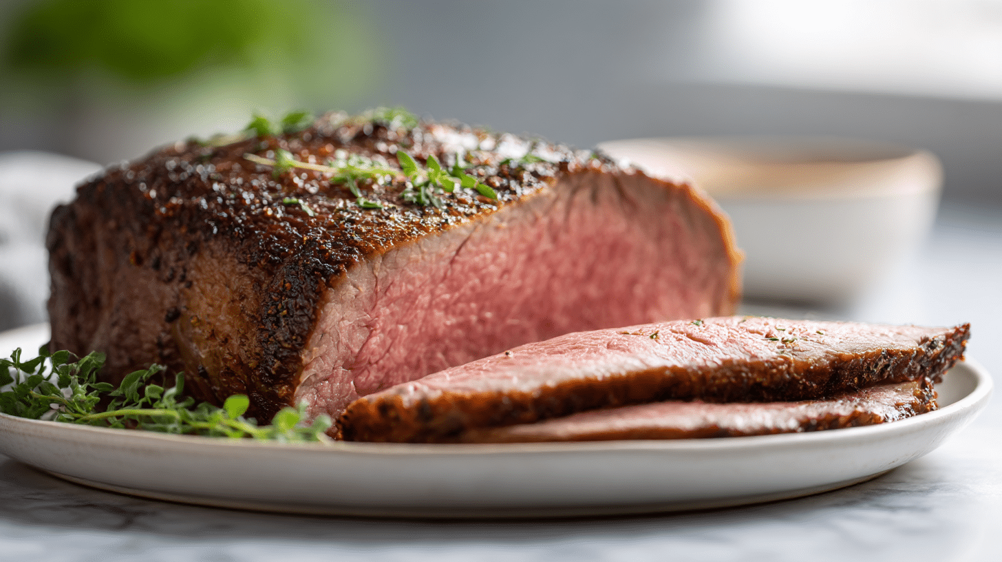 Leckeres roastbeef air fryer medium, perfekt zubereitet in einem modernen Air Fryer